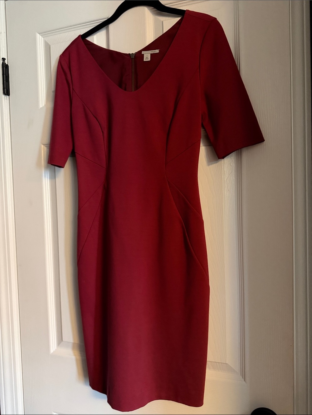 Halogen Wine Red Short-Sleeve Sheath Dress